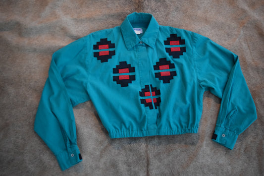 Vintage Wrangler Teal Rodeo Crop