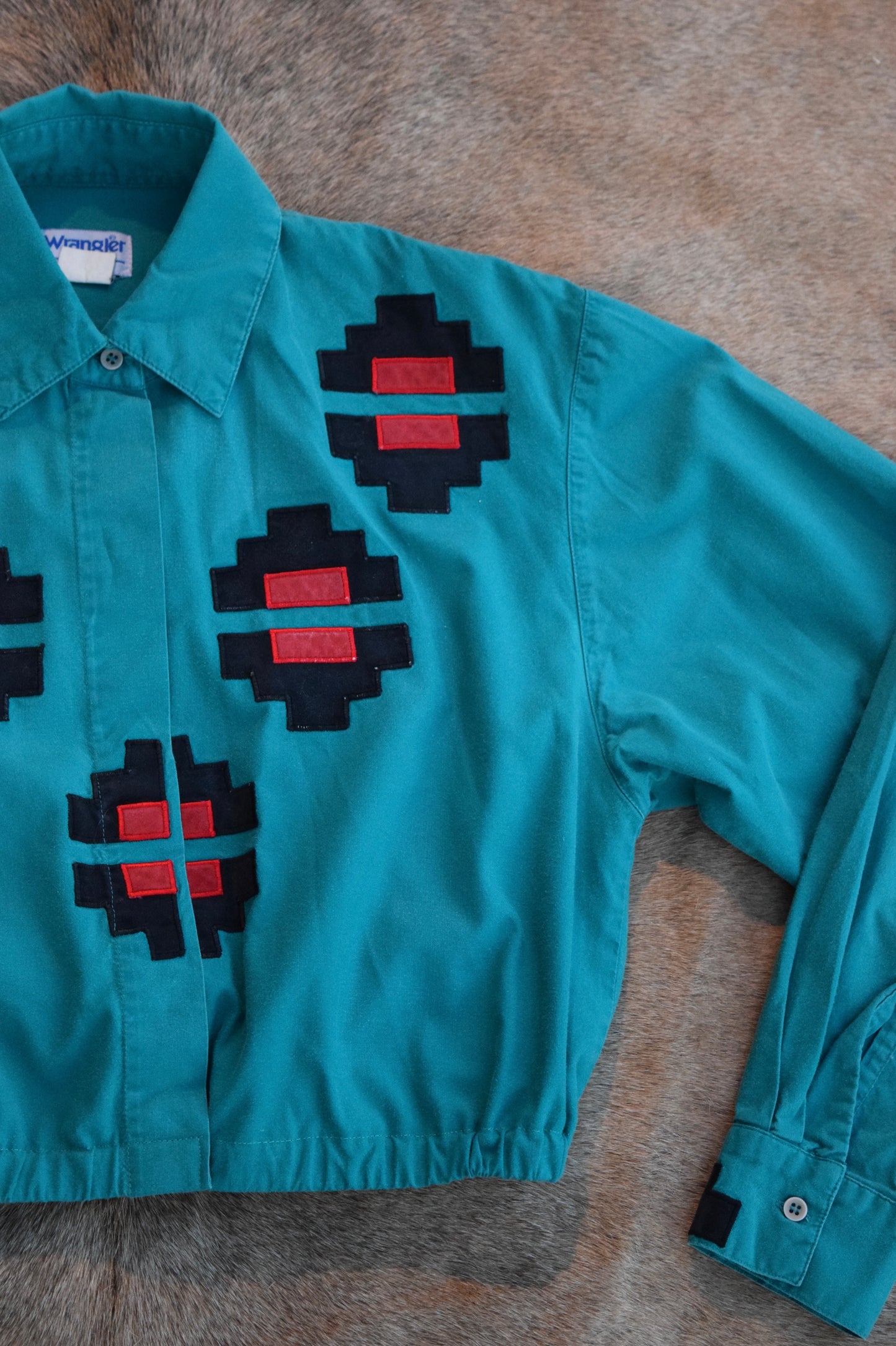 Vintage Wrangler Teal Rodeo Crop